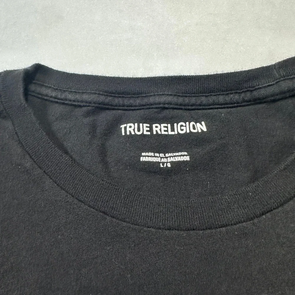 True Religion Mens Rosecrans Festival Buddha Guitar Graphic T-Shirt Black‎ Large